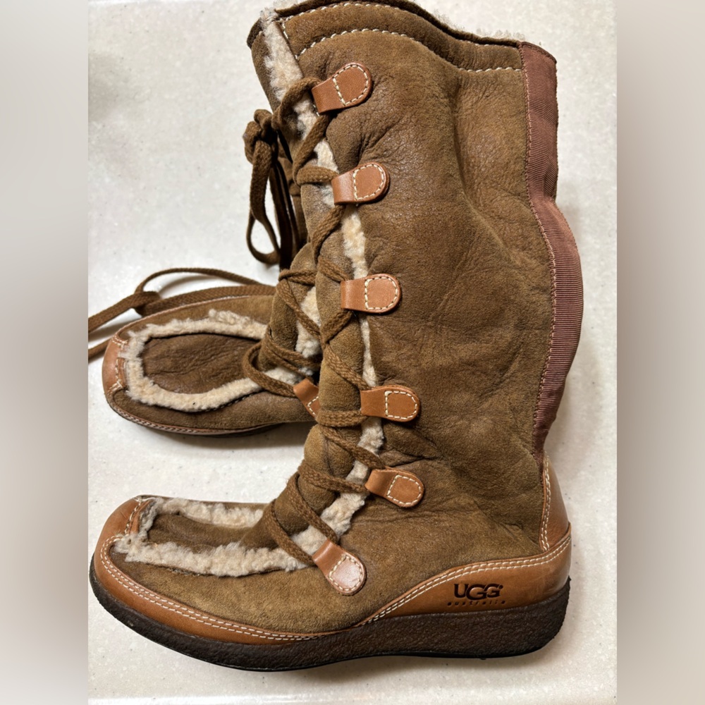 UGG Chestnut Suede Boots with Shearling